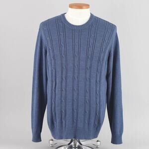 Saddlebred Blue Cable Knit Preppy Sweater, Men's Extra Large